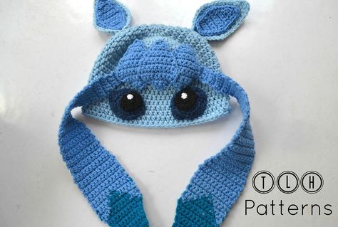 Blastoise Crochet Hat, Pokemon Hat Pattern, Glaceon Crochet, Pokemon Glaceon, Pokemon Hat, Crochet Hat Patterns, Pokemon Crochet Pattern, Knitted Stuffed Animals, Crochet Pokemon