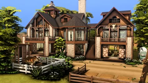 Ranch (Medium size) - The Sims 4 Rooms / Lots - CurseForge Sims 4 Rustic Farmhouse, Large Sims 4 House, Sims 4 Modern Ranch House, Sims 4 Ranch Style House Layout, Sims4 Ranch House, Sims 4 Large Cottage, Sims Homestead, Sims 4 Lodge, Sims 4 Modern Ranch