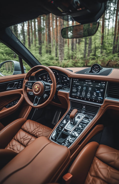 The Exquisite Interior of the 2023 Porsche Cayenne. Porsche Cayenne Interior, 2023 Porsche, Porsche Suv, Porsche Cayenne Gts, Cayenne Gts, Brown Interior, Car Ideas, Porsche Cars, Yamaguchi