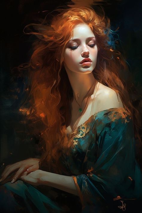 Dress With Lights, Redhead Art, الفن الرقمي, Deco Wallpaper, Female Art Painting, Art Deco Wallpaper, Romantic Art, 영감을 주는 캐릭터, Beautiful Fantasy Art