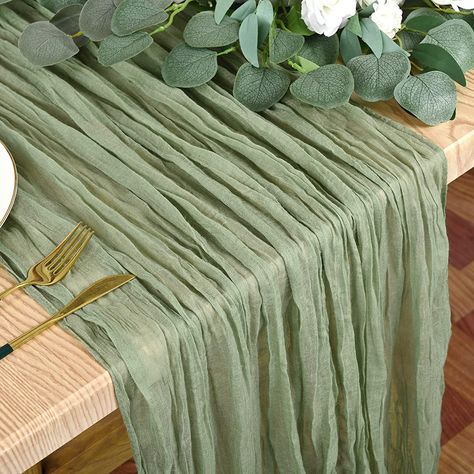 In various colors, these high quality table runners are perfect for any occasion. 13ft in length, these runners are easily maintained and add the perfect touch to any table decor or arch decorations. Dining Room Dresser, Cheesecloth Table Runner, Boho Table Runner, Romantic Table, Mothers Day Decor, Fabric Table Runner, Baby Shower Table, Dresser Decor, Mors Dag