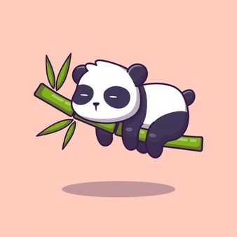 Cute Panda Art, Bamboo Cartoon, Wall Cartoon, Bamboo Drawing, Cute Panda Drawing, Sleeping Panda, Cute Panda Cartoon, Panda Illustration, Panda Drawing