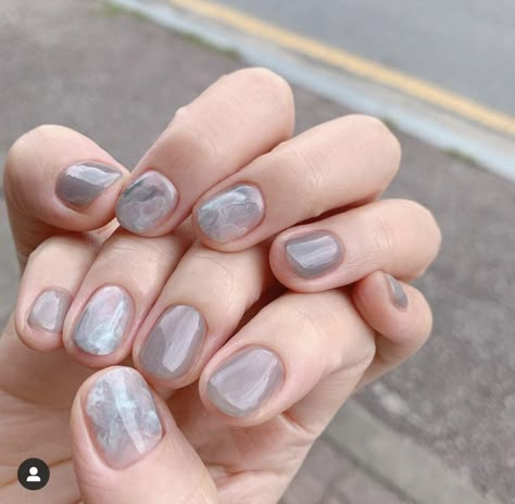 Sheer Grey Nails, Gray Korean Nails, Gray Jelly Nails, White Jelly Nails Korean, Japanese Jelly Nails Short, Nails Gray, Mens Nails, Hello Nails, Blush Nails