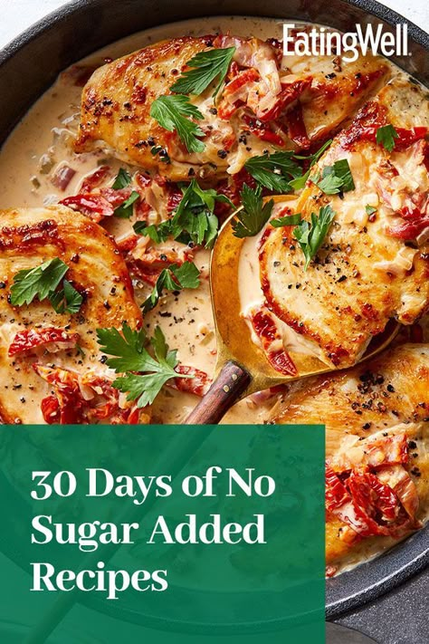 Sugar Free Recipes Dinner, No Sugar Meals, Low Sugar Meals, Sugar Free Meals, Sugar Free Foods, Sugar Free Eating, Sugar Fast, No Sugar Challenge, No Sugar Recipes