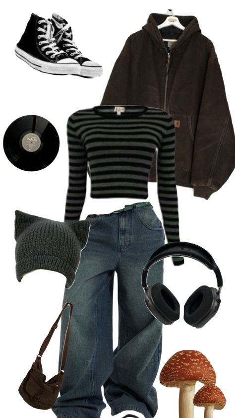 Help idk but fit checkk🧑‍🦲🫶 Aesthetic Skater Outfits, 90s Aesthetic Grunge, Outfit Ideas Everyday, Grunge Outfit, Casual College Outfits, Aesthetic Grunge Outfit, Outfit 90s, 2000s Fashion Outfits, 90s Aesthetic