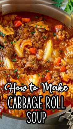 Ways To Make Cabbage, Terri Tyren-austin, Half Cabbage Recipe, Cabbage Roll Soup With Tomato Soup, Cabbage Roll Soup Keto, Cabbage Roll Ups, Burger Cabbage Recipes, Burger And Cabbage Recipes, Minced Beef Soup