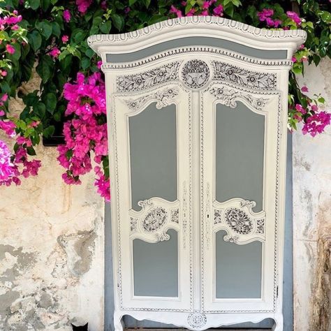 Dresden China, Vintage Armoire, French Country Cottage Decor, Painted Armoire, Painting Antique Furniture, Country Cottage Decor, Butterfly House, Linen Cabinet, French Country Cottage