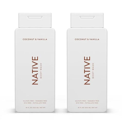 Native Body Wash Contains Naturally Derived Ingredients | For Women & Men, Sulfate, Paraben, & Dye Free Leaving Skin Soft and Hydrated | Coconut & Vanilla 18 oz - 2 Pk #ad #native #bodywash Homemade Squishies, Vanilla Body Wash, Vanilla Coconut, Dye Free, Laundry Detergent, Body Wash, Skincare Products, Paraben Free Products, Sephora