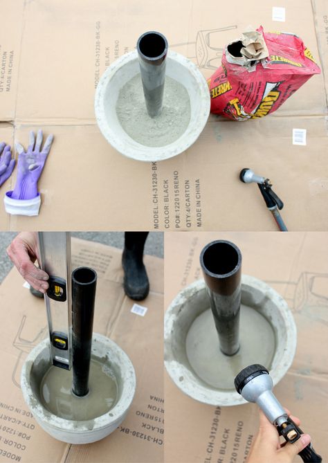 Diy Umbrella Base, Diy Patio Umbrella, Patio Umbrella Lights, Outdoor Umbrella Stand, Pergola Swing, Patio Umbrella Stand, Umbrella Lights, Patio Wall, Patio Diy