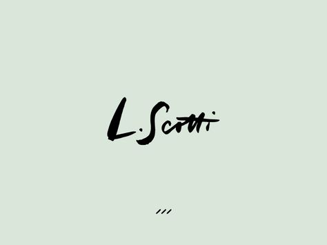 L. Scotti, handwritten, logotype, branding, mint, green Logo Gamer, Written Logo, Hand Lettering Styles, Handwritten Logo, Pet Logo, Typography Love, Lettering Styles, Types Of Lettering, Best Logo Design