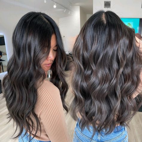 Ash Brown Balayage on Brunette Base Dark Ash Hair Color, Brown Hair Color Styles, Natural Ash Brown Hair, Ash Brown Hair Color Ideas, Chocolate Brunette Hair Color, Ash Brown Hair With Highlights, Ash Brown Hair Dye, Medium Ash Brown Hair, Dark Ash Brown Hair