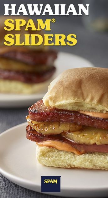 Spam Burgers Recipe, Simple Spam Recipes, Spam And Pineapple Recipes, Recipes For Spam, Spam Recipes Lunch, Spam Pineapple Recipe, Spam Sliders, Spam Dishes, Spam Pineapple