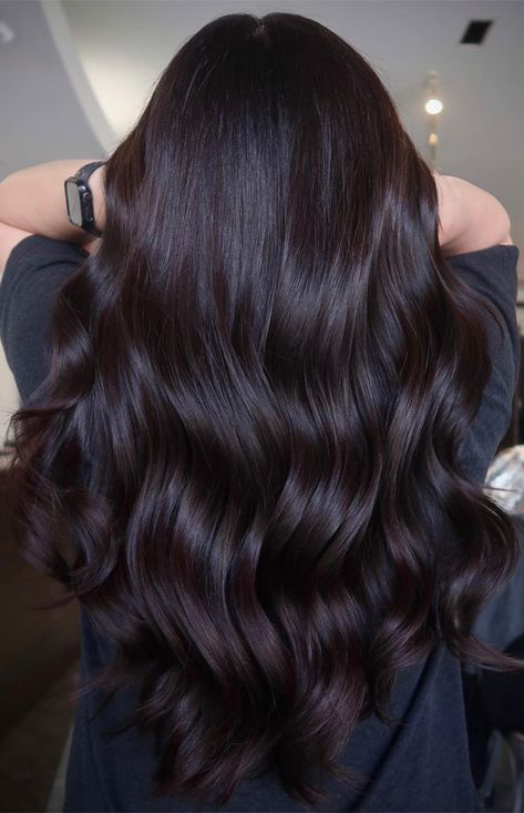 Dark Long Hair Ideas, Hair Colors For Fair Skin, Hair Colora, Pelo Color Vino, Long Dark Brown Hair, Espresso Hair Color, Black Cherry Hair, Dark Chocolate Hair, Rich Brown Hair