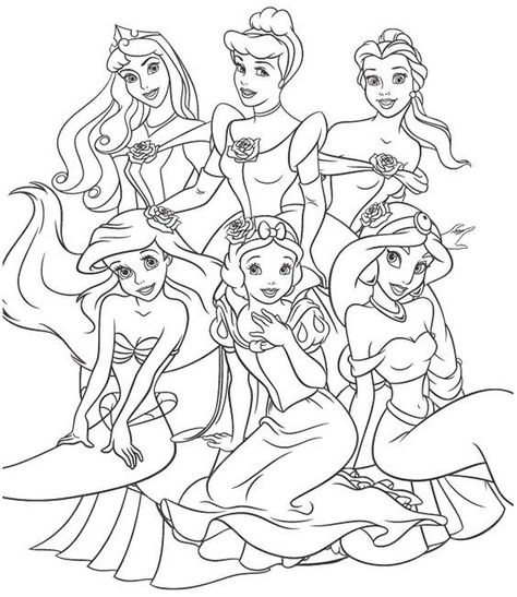 Disney Princesses Coloring Pages, Princesses Coloring Pages, Princesses Coloring, Rapunzel Coloring Pages, Princess Coloring Sheets, Disney Colouring Pages, Disney Coloring Sheets, Mermaid Coloring Book, Disney Princess Colors