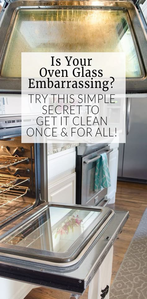 Cleaning oven glass doesn't have to take all day! This NO CHEMICAL tip is so simple, I wish I would have thought of it! Cleaning Oven Glass, Cleaning Oven, Homemade Toilet Cleaner, Handy Gadgets, Cleaning Painted Walls, Cleaning Tips Tricks, Cleaning Stuff, Deep Cleaning Tips, Cleaning Tips And Tricks