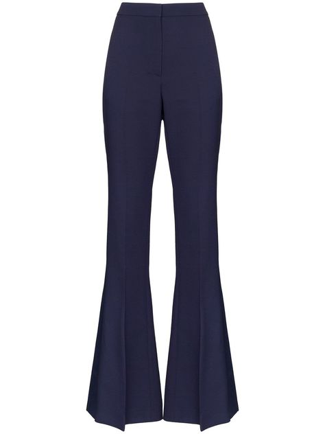 Luxury Navy Long Pants, Luxury Navy Straight Pants, Luxury Blue Flare Pants, Luxury Blue Trousers, Luxury Navy Trousers, Blue Alexander Mcqueen, Best Jeans For Women, Designer Pants, Mc Queen