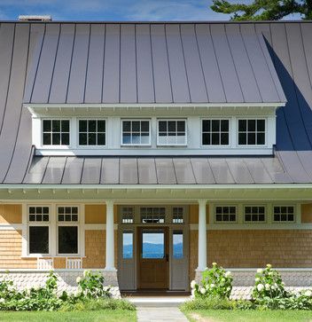 metal roof  Sunset Cliff- Burlington, VT - traditional - exterior - burlington - Birdseye Design Dormer Addition, Dormer Ideas, Dormer Roof, Dormer Window, Attic Makeover, Zinc Roof, Attic Renovation Ideas, Attic Lighting, Cool House Plans