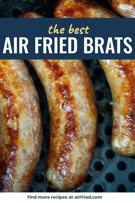 Braut In Air Fryer, Braut Recipes Bratwurst Air Fryer, Johnsonville Brats In Air Fryer, Airfryer Bratwurst, Airfryer Brats, Brats In Air Fryer, Brat Recipes, Air Fryer Brats, How To Cook Bratwurst