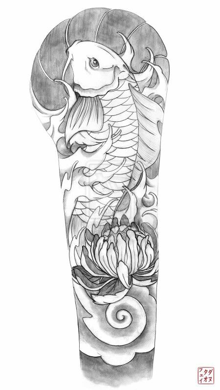 ดดกก Half Sleeve Tattoos Color, Half Sleeve Tattoos Sketches, Koi Tattoo Sleeve, Bow Tattoo Designs, Music Tattoo Sleeves, Koi Tattoo Design, Animal Sleeve Tattoo, Half Sleeve Tattoos Drawings, Kunst Tattoos