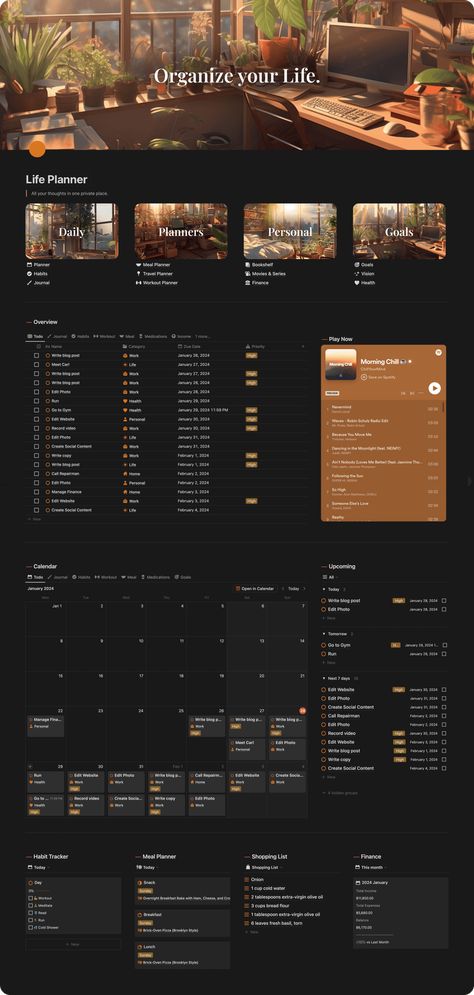 Cover For Notion, Notion Inspiration, Life Planner Template, Notion Tips, Notion Setup, Notion Board, Notion Cover, Ultimate Life Planner, Notion Life Planner