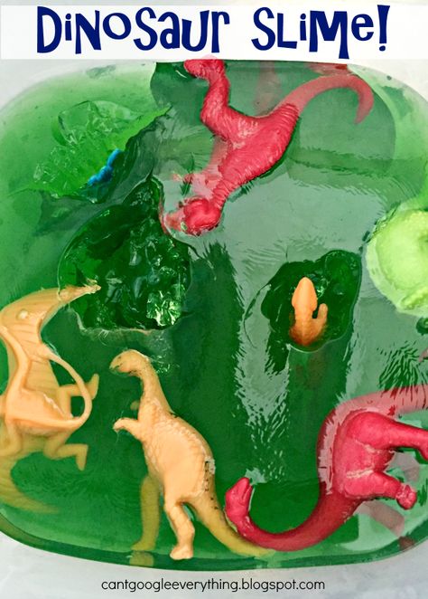 Welcome to Dinosaur Week!  Today we are continuing the dino fun with a super easy dinosaur slime activity!  Now, this sensory bin isn’t actually made with slime, but my son kept talking about how slimy it felt when he was playing, so I thought that was the more appropriate name! Materials needed: 4 packets of … Dinosaur Slime, Dinosaur Week, Dinosaur Sensory, Summer Holiday Activities, Kids Sensory Activities, Dinosaur Activities Preschool, Colorful Slime, Dinosaur Train, Baby Sensory Play