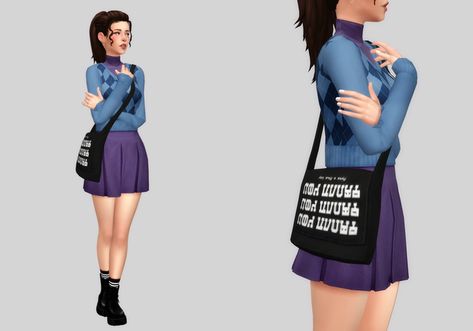 messenger bag | casteru on Patreon Sims 4 Frilly Dress, The Sims 4 Pc, Sims 4 Mm Cc, Sims 4 Game Mods, Sims 4 Mm, Sims4 Clothes, Best Sims, Sims 4 Cas, Sims 4 Game