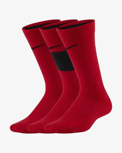 Nike Elite Kids' Basketball Crew Socks (3 Pairs). Nike.com Red Nike Socks, Cheap Red Sports Socks, Nike Non-slip Sports Socks, Sporty Red Cotton Socks, Nike Basketball Socks, Red Black Style, Kids Basketball, Elite Socks, Nike Elite Socks