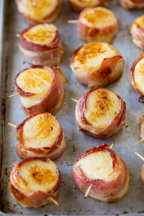 Jumbo Scallops Recipes, Baked Bacon Wrapped Scallops, Bacon Wrapped Scallops In Oven, Scallop Recipes Bacon, Scallops Dinner, Broiled Scallops, Bacon Wrapped Scallops Recipe, Scallops Recipes, Scallop Recipe