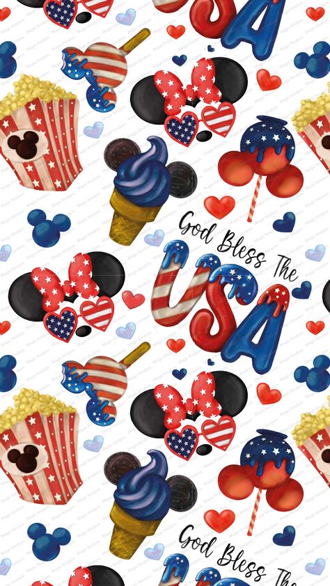 Disney 4th Of July Wallpaper, Disney Digital Paper, Disney Fourth Of July, Paper Mouse, Background Disney, Magic Kingdom Shirt, Mickey Mouse Png, 4th Of July Wallpaper, American Wallpaper