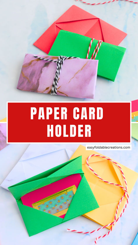 Need a stylish way to present gift cards? This DIY paper card holder is an elegant and creative paper craft idea that’s perfect for birthdays, holidays, or even Mother’s Day. 

Simple to make and highly customizable, it’s a thoughtful way to add a handmade touch to your gifts. Follow this origami tutorial and impress your loved ones. Pin this for your next crafting project! Origami Christmas Tree Card, Paper Folding Ideas, Origami Wreath, Crochet Painting, Origami Christmas Tree, Origami Tutorial Easy, Origami Tutorials, Quick Projects, Folding Ideas