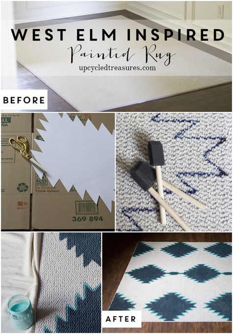 Wonder if I could do this with my Henna stuff? It'd take forever, but wouldn't it be AWESOME in our bedroom!? West Elm Inspired, Painted Rug, Diy Rug, Paint Supplies, Crafty Craft, Crafty Diy, Diy Hacks, Diy Projects To Try, West Elm