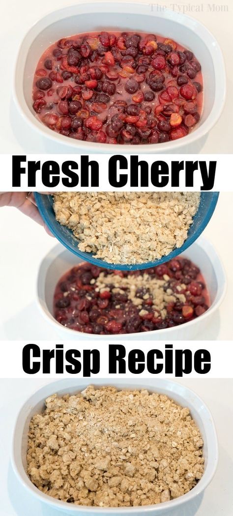 Cherry crisp recipe is easy to throw together and can be made with fresh pie cherries too! If you love cobbler for dessert, this is going to be a hit. #cherrycrisp #cherryrecipes #cherrydessert #dessert #cherrycobbler #cobbler Frozen Fruit Cobbler, Cherry Crisp Recipe Easy, Fresh Cherry Crisp, Cherry Crisp Recipe, Dessert List, Crisp Recipes, Mouthwatering Desserts, Cherry Crisp, Fruit Desserts Easy