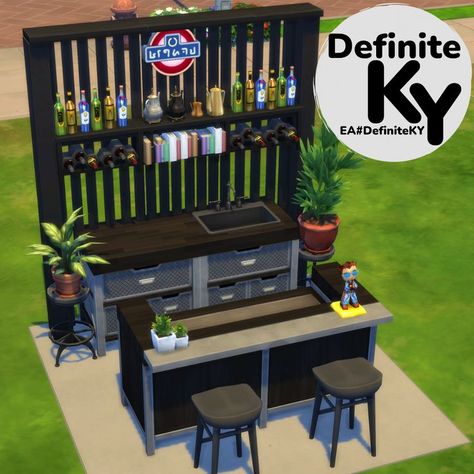 Sims 4 Home Bar Ideas, Sims 4 Bar Interior, Sims 4 Bar Decor, Sims 4 Bar No Cc, Sims 4 Bar Build, Sims Bar, Ts4 Interior, Home Mini Bar, Sims4 Ideas