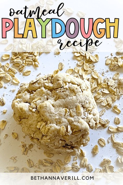 Easy and Fun Oatmeal Playdough Recipe for Preschoolers 10 Oatmeal Playdough Recipe, Edible Playdough, Educational Activities For Preschoolers, Homemade Playdough Recipe, Sensory Activity, Playdough Recipe, Pretend Food, Homemade Playdough, Oatmeal Recipes