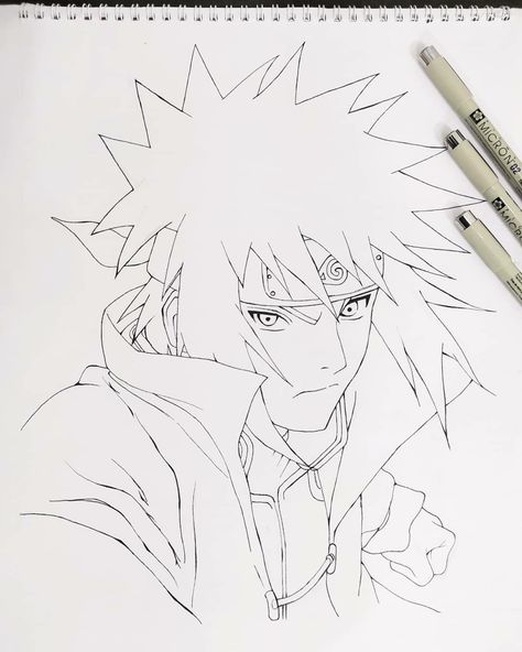 Narotu Drawing, Naruto Characters Sketch, Minato Sketch, Minato Drawing, Easy Manga Drawings, Easy Manga, Micron Art, Reaper Drawing, Manga Drawings