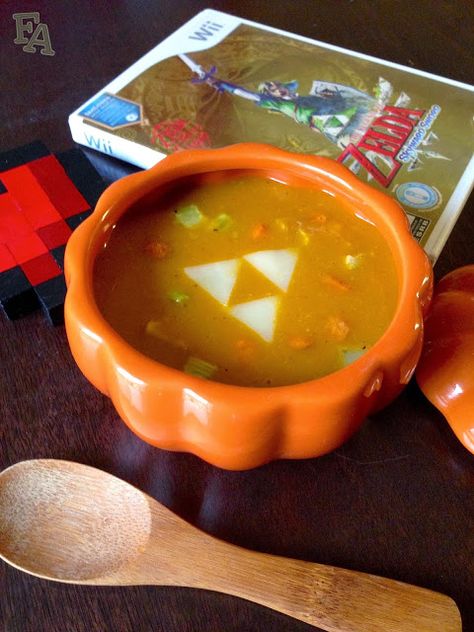 The Legend of Zelda: Skyward Sword -Pumpkin Soup Breath Of The Wild Recipes Real Life, Zelda Food, Zelda Party Ideas, Legend Of Zelda Party, Zelda Birthday Party, Zelda Party, Fictional Food, Video Game Food, Zelda Wedding