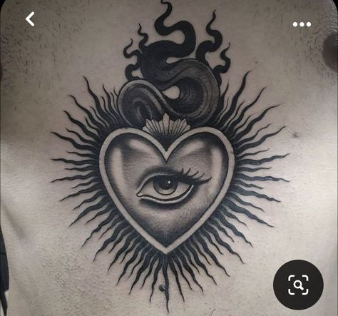 Sacred Heart Tattoos Women, Eye In A Heart Tattoo, Mexican Hand Tattoos, Neo Traditional Eye Tattoo, Eye In Heart Tattoo, Heart With Eyes Tattoo, Heart Eye Tattoo, Heart Chest Tattoo, Heart Tattoo Meaning