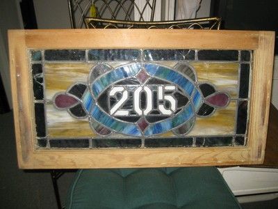 Antique Stained Glass Transom Address Number 205 | #292406831 Stained Glass Address Signs, Stained Glass House Numbers, Stained Glass House, Stained Glass Transom, Glass Transom, Number Ideas, Address Signs, Antique Stain, Stained Glass Butterfly