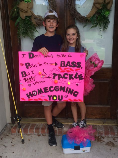 Homecoming fishing Creative Prom Proposal Ideas, Sadies Proposal, Cute Hoco Proposals, Cute Promposals, Country Prom, Prom Captions, Prom Posters, Cute Homecoming Proposals, Cute Prom Proposals