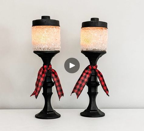 Easy DIY Lamp Post | ✨ My take on the DIY Lamp Post ✨ | By We Craft AroundFacebook Dollar Tree Lamp Post Diy, Diy Christmas Light Post, Diy Christmas Lamp Post, Diy Lamp Post, Christmas Lamp Post, Dollar Tree Candles, Diy Table Lamp, Dog Craft, Christmas Party Crafts