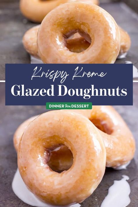 Original Krispy Kreme Glazed Doughnuts can now be made fresh at home. No more waiting in lines or drive thru with my spot on copycat recipe! Krispie Kreme Donut Recipe, Airy Donut Recipe, Soft Fluffy Donut Recipe, Krispy Cream Donuts Recipe, Best Donut Recipe Homemade, Homemade Krispy Kreme Donuts Recipe, Donut Icing Recipe, Cream Cheese Donut Glaze, How To Make Krispy Kreme Donuts At Home