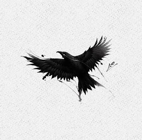 Small Raven Tattoo, Black Crow Tattoos, Loki Tattoo, Tatuaje Cover Up, Chest Tattoo Drawings, Rabe Tattoo, Crow Silhouette, Crow Tattoo Design, Vogel Tattoo