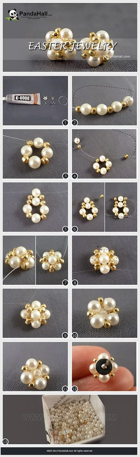 Jewelry With Pearls, Easter Jewelry, Beaded Beads, Jewerly Making, Earrings Diy, Earring Tutorial, Jewelry Making Tutorials, Diy Schmuck, Bead Jewelry