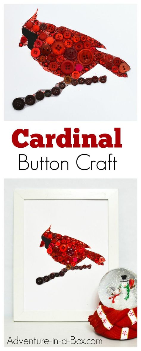 Cardinal Button Craft: A fun and easy winter craft featuring a cardinal bird for kids to make and gift for Christmas or add to your home décor! Art Projects For Seniors Assisted Living, Fun Ideas For Senior Citizens, December Nursing Home Activities, Winter Crafts For Senior Citizens, Art For Seniors Citizens, Crafts For Assisted Living Residents, Crafts For Senior Citizens, Cardinal Crafts, Seniors Crafts