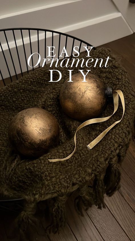 Diy Amber Glass Christmas Ornaments, Diy Gold Christmas Ornaments, Diy Copper Ornaments, Rub N Buff Ornaments, Rub N Buff Christmas Ornaments, Tin Decorations, Rustoleum Spray Paint, Easy Ornaments, Christmas Decs