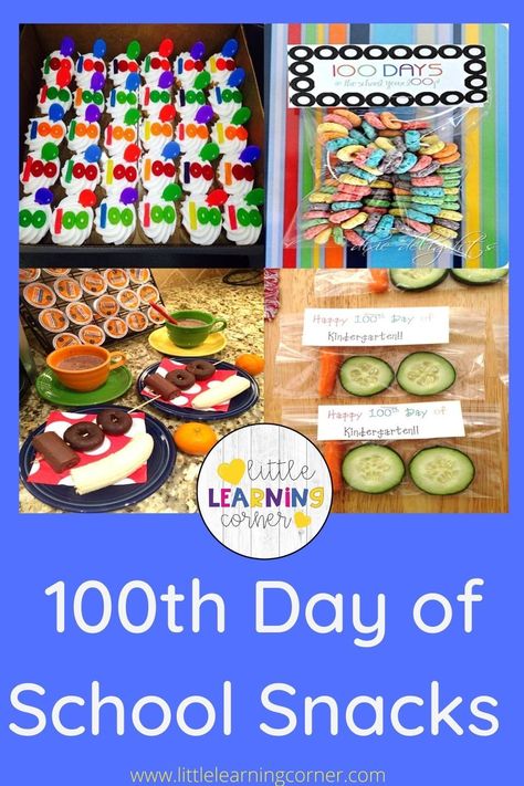 100 Days of School activities for kindergarten, first grade, and second grade. Ideas for snacks, free printables, activities, and a list of 100th day videos. #100days #100thday 100 Days Of School Treats Snacks Ideas, 100 Snacks For 100th Day Of School, 100 Days Of School Gifts For Teacher, 100 Day Of School Lunch Ideas, 100th Day Of School Snacks For Kids, 100 Days Of School Items To Bring, 100th Day Trail Mix Snack, 100 Days Of School Food Ideas, 100 Days Of School Party Ideas