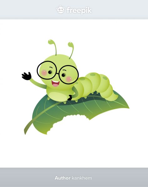 Cartoon Caterpillar, Leaf Vector, Girl Drawing Easy, Butterfly Books, Bee Painting, Diy Pencil, Illustration Cute, Fruit Illustration, Butterfly Drawing