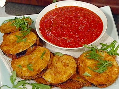 Deep Fried Eggplant Recipe : Emeril Lagasse : Food Network  This was delicious. I ran out of breadcrumbs before I ran out of eggplant. Next time I will double the eggplant if I'm using a huge eggplant. I also sliced my eggplant into halfmoon shapes on my mandolin. Deep Fried Broccoli, Fried Eggplant Recipes, Deep Fried Foods, Fried Broccoli, Fried Eggplant, Deep Fried Food, Egg Plant, Eggplant Dishes, Emeril Lagasse