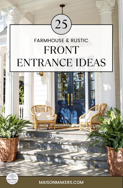 Infuse a timeless farmhouse charm into your front door entryway by incorporating rustic wooden décor. Use arched elements and natural blooms to craft a cozy, welcoming feel year-round. Blend modern or Indian styles with benches, brick pathways, or gardens for added texture. Consider narrow entries adorned with steps or arches for an inviting touch that complements both apartments and contemporary homes effortlessly. Learn more about Front Door Entryway Ideas. Unique Entryway Ideas, Mudroom Cubby, Farmhouse Front Doors, Door Entryway Ideas, Front Door Entryway Ideas, Small Foyer Ideas, Brick Pathways, Quaint Farmhouse, Bathrooms Apartment