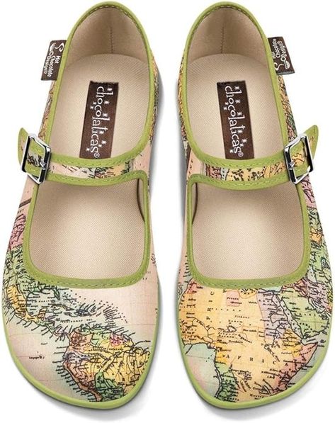 Amazon.com | Hot Chocolate Design Chocolaticas Antique Voyage Women's Mary Jane Flat Multicoloured HCD 38 | Flats Best Shoes For Teachers, Funky Footwear, Womens Mary Jane Flats, Hot Chocolate Design, Fig Leaf, Mary Jane Shoes Flat, Teacher Clothes, What Makes You Beautiful, Chocolate Design